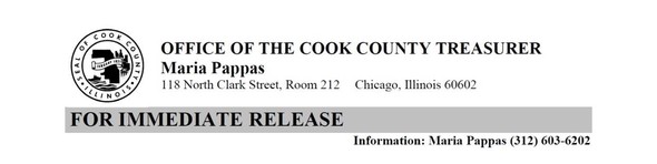 Cook County Treasurer Immediate Release