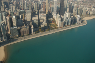2009 - Aerial view looking west near Navy Pier © Photography by Brian Fritz