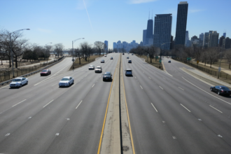 2012 - Looking south from the Passerelle Bridge north of LaSalle Drive