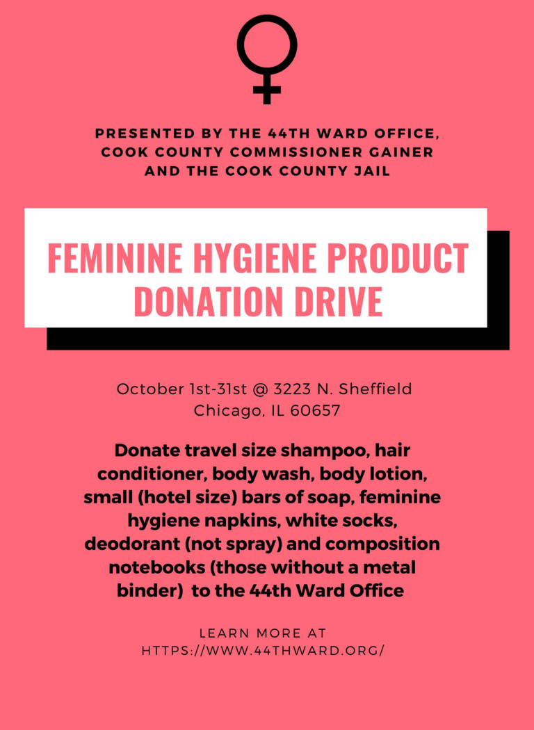 FEMININE HYGIENE PRODUCT DONATION DRIVE Alderman Lawson