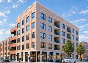 Updated 2858 N Halsted Rendering, corner moved and additional lights on the George side